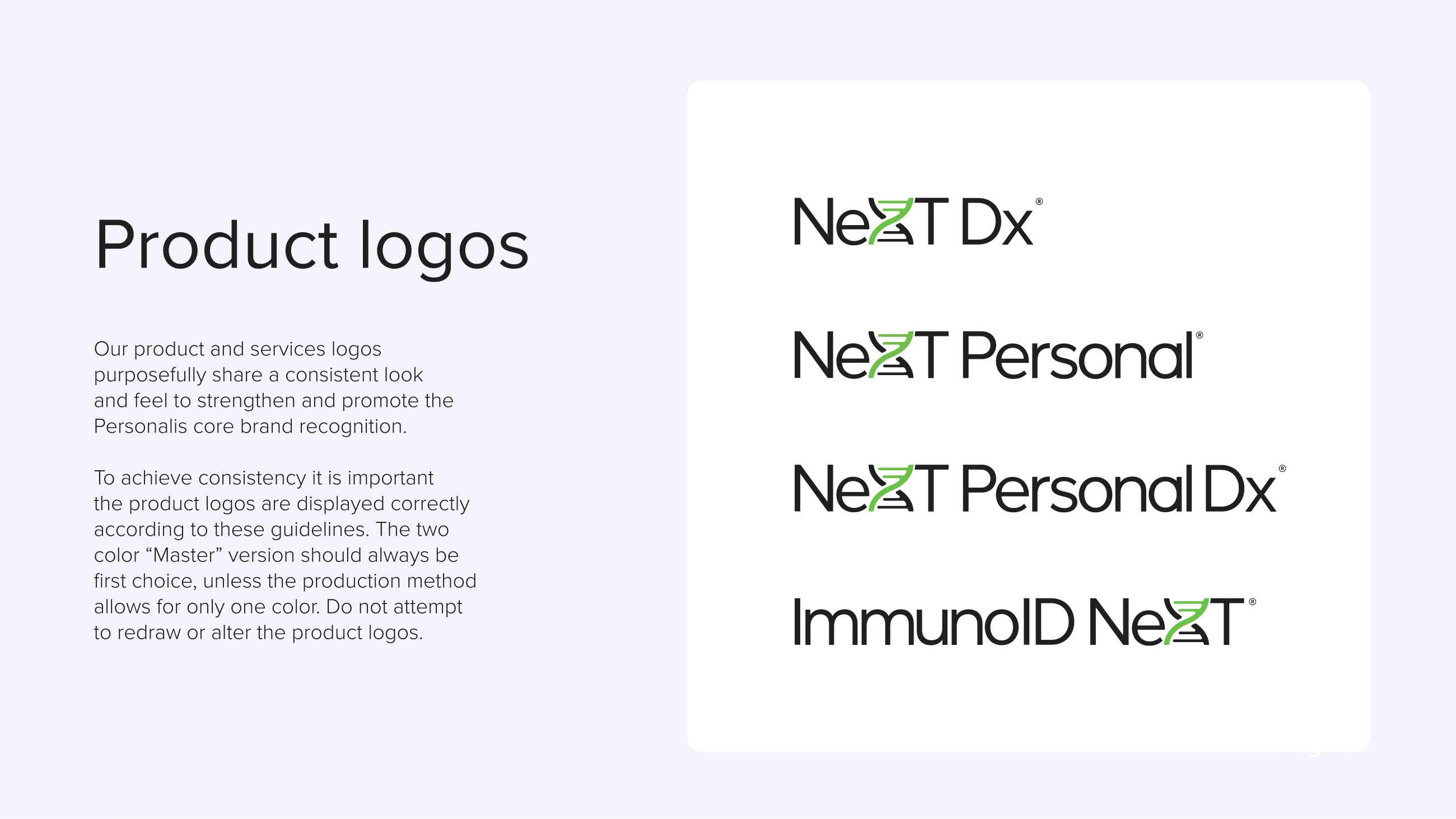 NeXT product logos aligned to a shared typographic standard